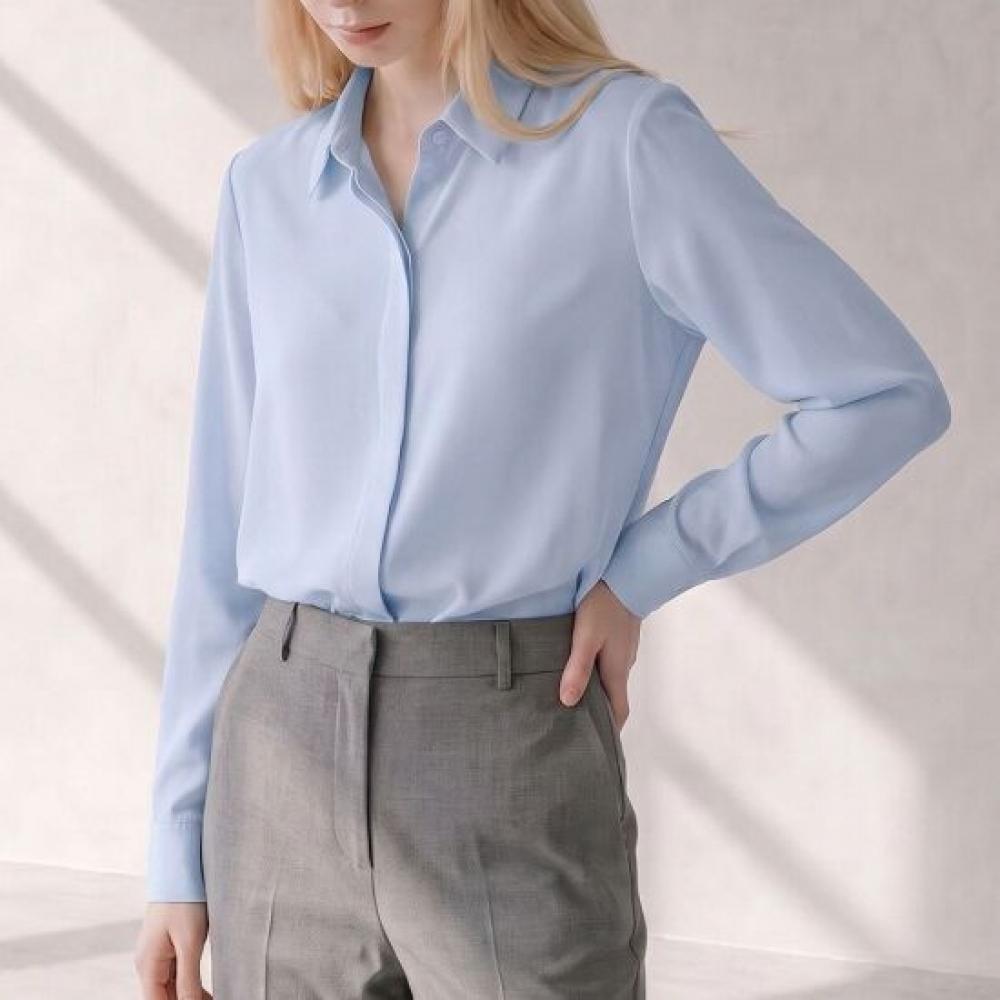 Desire Rose Women Wrinkle Free Hidden Button Blouse