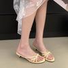 Fashion SUOJIALUN 2025 Summer New Brand Women Slipper Fashion Narrow Band Ladiae Elegant Slides Thin Low Heel Outdoor Dress Sandals Shoe