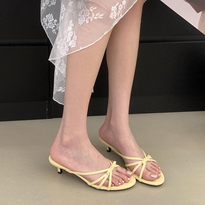 Fashion SUOJIALUN 2025 Summer New Brand Women Slipper Fashion Narrow Band Ladiae Elegant Slides Thin Low Heel Outdoor Dress Sandals Shoe