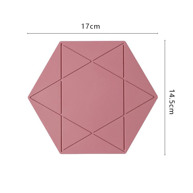 Solid Color Hexagonal Silicone Coasters Creative Simplicity Pentagram Heat Pad Household High Temperature Waterproof Oil Coaster