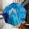 1pc Frozen Castle Snowflakes Automatic Folding Umbrella, Heavy Duty 8 Rib Iron Frame,  Suitable for Travel, Daily Use, Birthday, Decor Gift M0104006