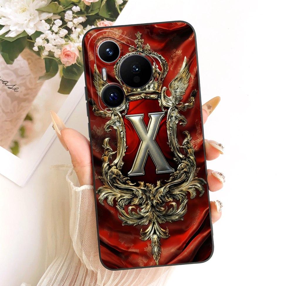 

For Huawei Pura 70 Clear Case Aesthetic Luxury Crown Fashion A-Z Letters 2D Painted Soft Casing For Huawei ADY-LX9 ADY-AL00 Huawei Pura 70