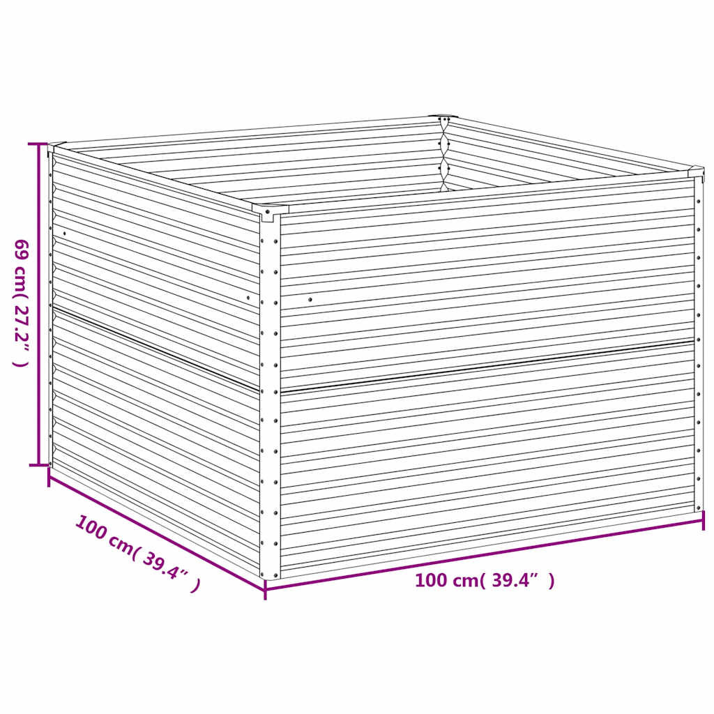 Raised Garden Bed 100 X 100 X 69 Cm Corten Steel