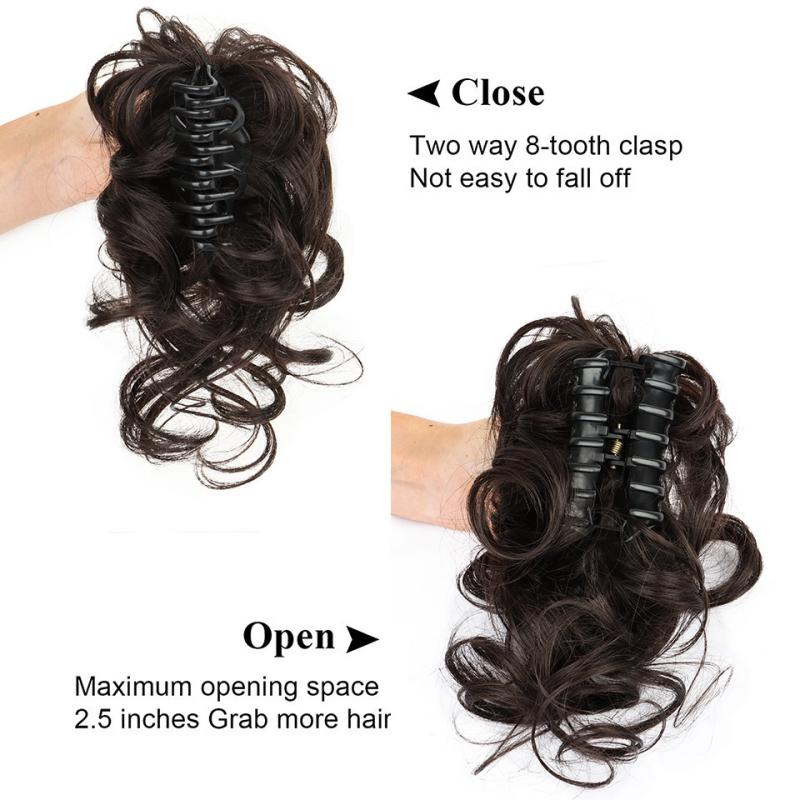 Synthetic Fluffy Short Ponytail Claw Clip Wig Ponytail Extensions Curly Ponytail Ladies Hair Clip for Women