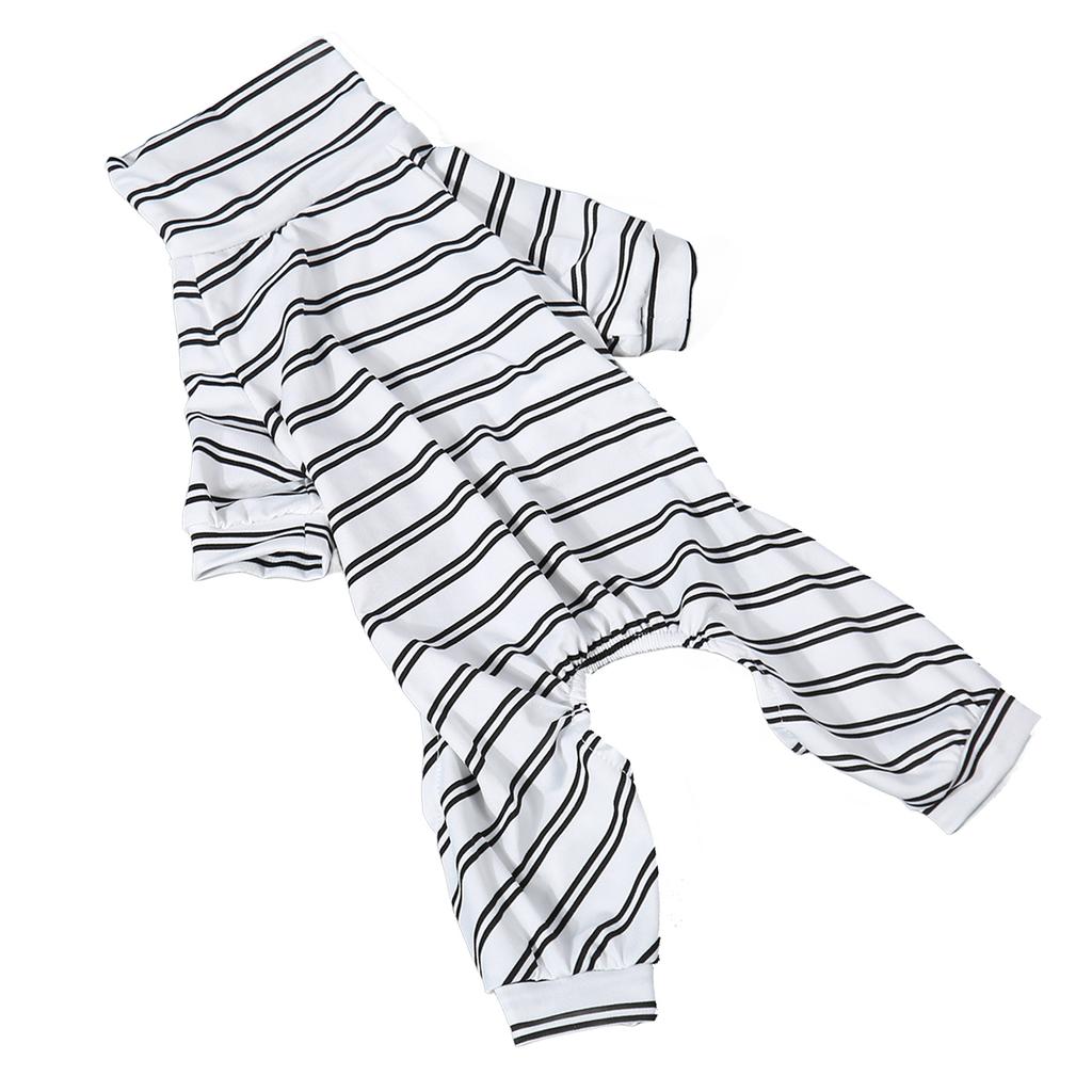 Striped Dog Pajamas Fashionable Cute Summer Thin 4 Legged High Collar Dog Jumpsuit for Indoor Outdoor