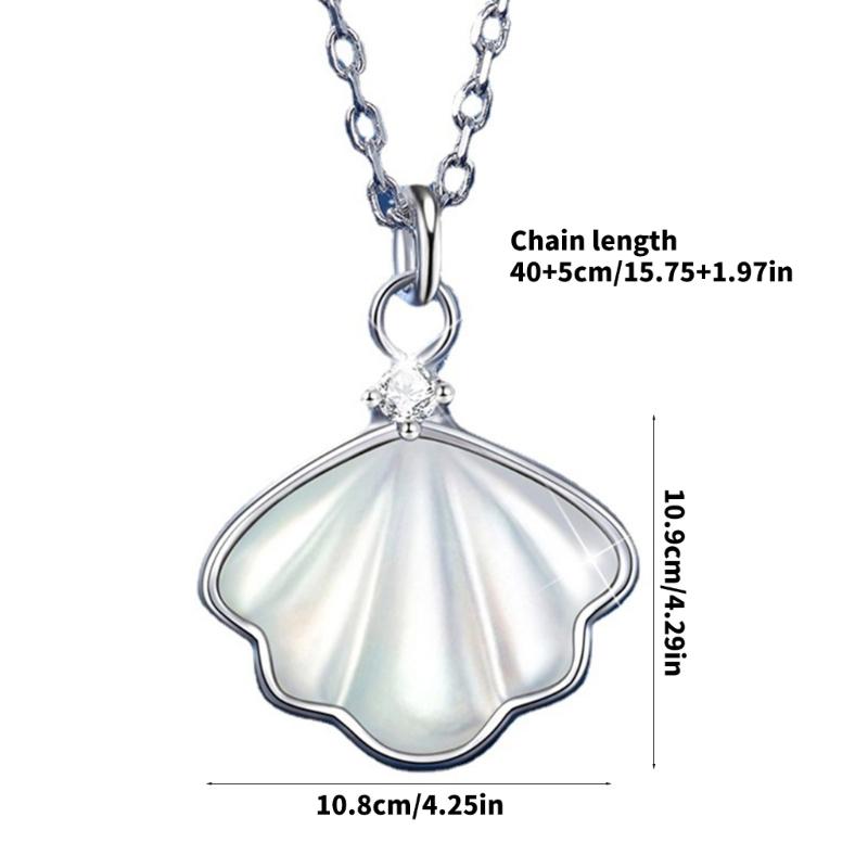 Fashionable Shell Pendant Necklace "I Love You" Projection Neckchain Adjustable Length Clavicle Chain Party Accessory