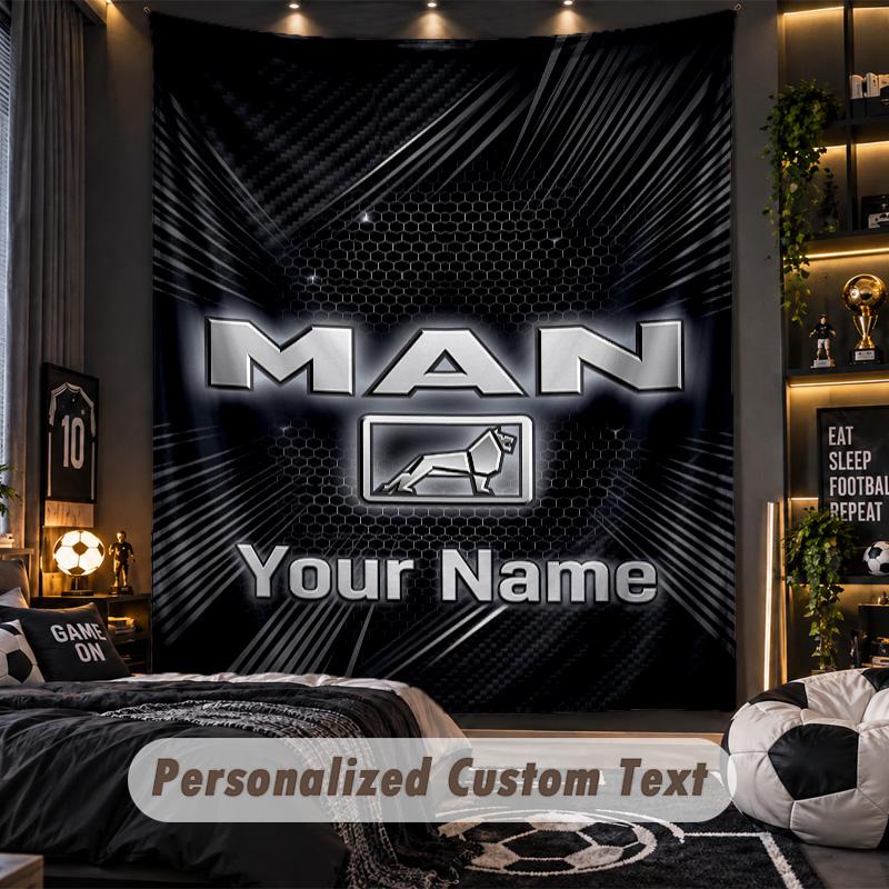 TapestryMAN Truck Custom Name Text Personalized Wall Hanging Tapestry Home Wall Decor