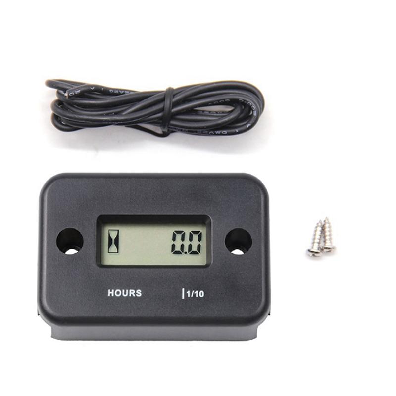 NEW-Waterproof LCD Display Digital Hour Meter Inductive Timer For Bike Motorcycle ATV Snowmobile Engine, Black