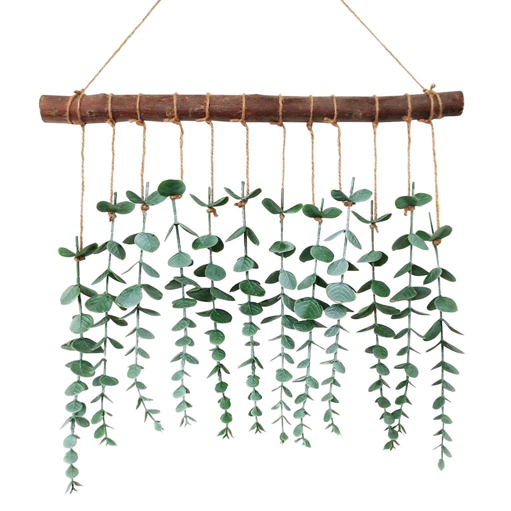 Decorative Hanging Ornaments, Log Wall Hanging, Simulated Green Plants, Leaves, Simulated Leaf Hangings