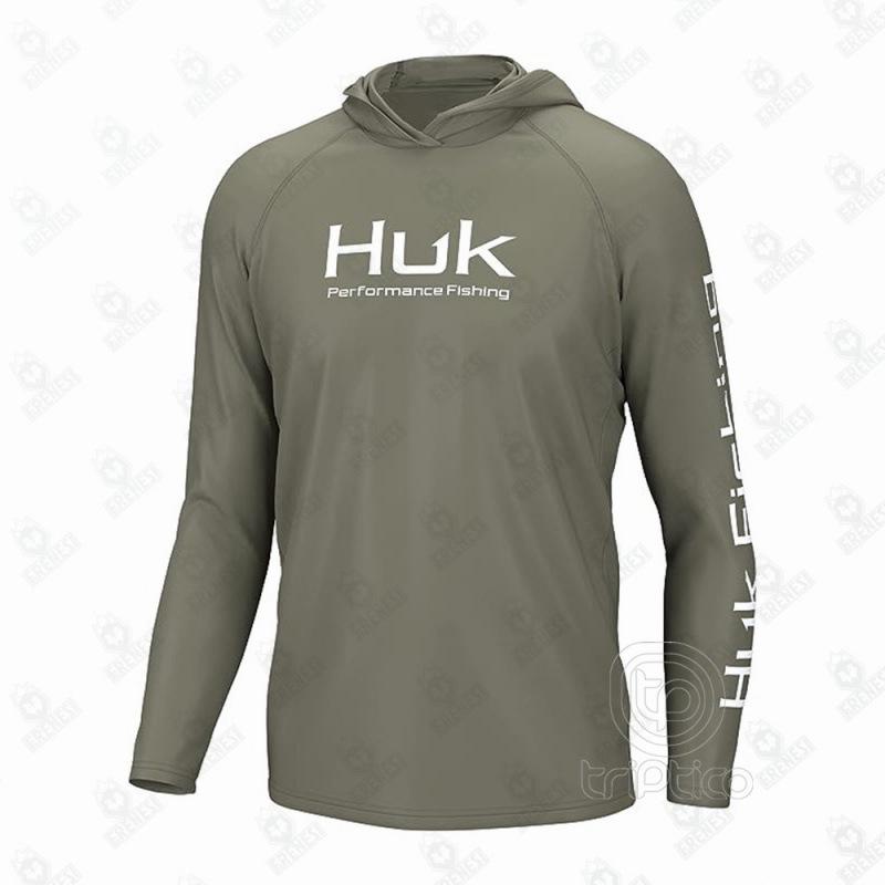 HUK Outdoor Hooded Sun Protection Fishing Shirt - UV Guard & Milk Silk for Comfort