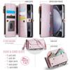 CaseMe Flip Leather Phone Case for Samsung Galaxy Z Fold 7 5G 6 5 4 3 S26 Ultra S25 Edge S24 FE S23 S22 S21 S20 Plus Note 20 Zipper Wallet Card Cover