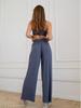 Women's Knit Sleeveless Camisole & Wide-Leg Pants Set - Casual Two-Piece Homewear
