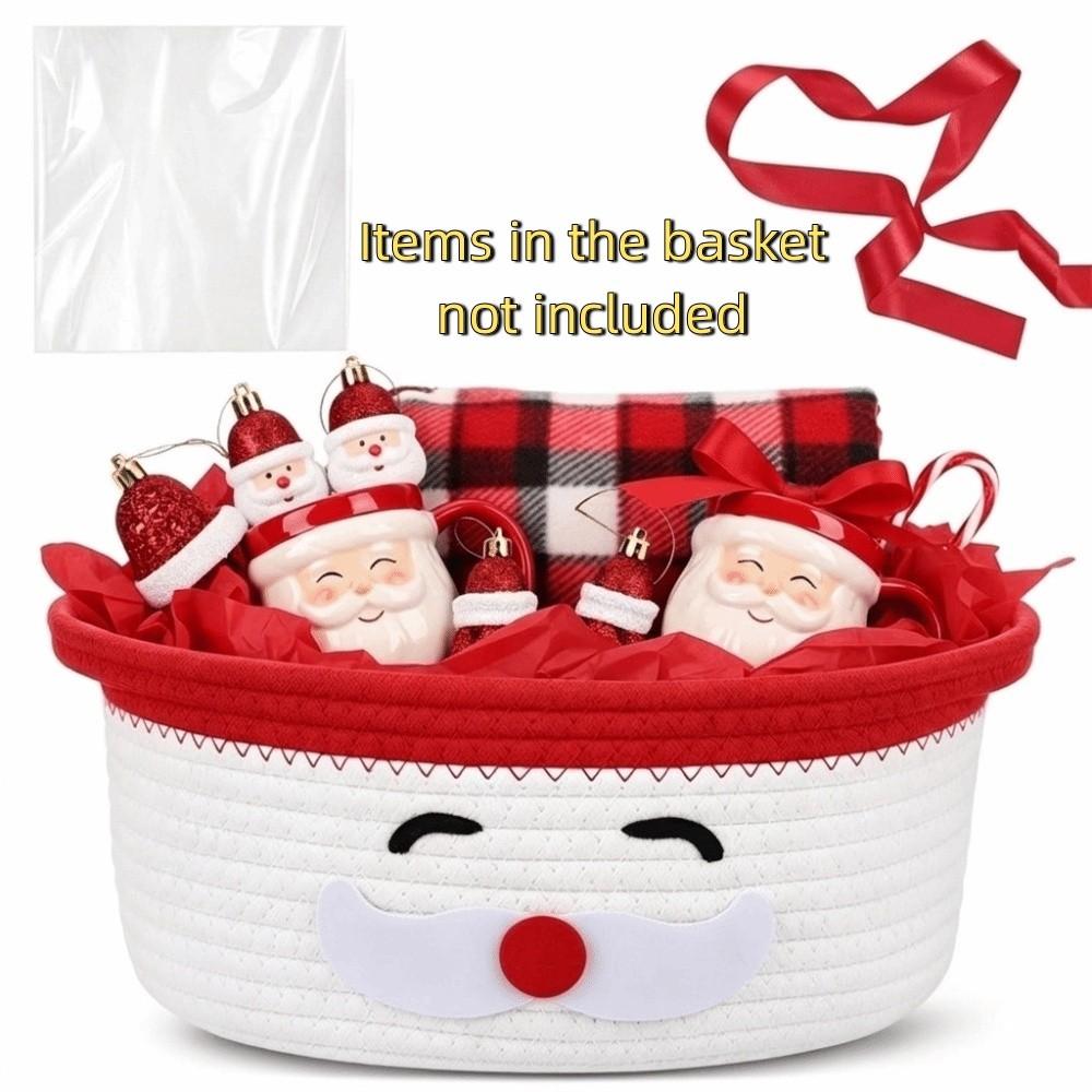 Cotton Rope Christmas Woven Storage Basket Large Capacity Small Item Storage Basket  Xmas Gifts