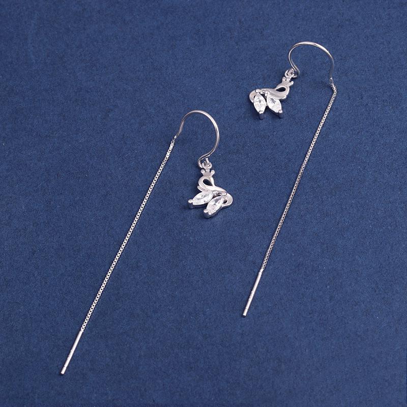 S925 Sterling Silver Swan Tassel Earrings - 2026 Korean Style: Long, Versatile, Fashionable for Women