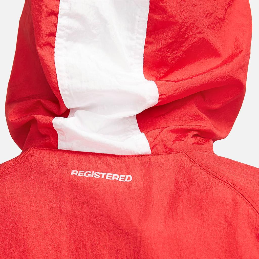 Nike Sportswear Swoosh Color-Block Large Logo Print Hooded Woven Jacket Men Outerwear Red DD5968-657