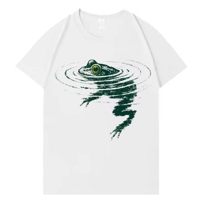 Camiseta de Manga Corta con Estampado Gráfico Divertido de Rana Tendencia Venta Caliente Streetwear Unisex Mujer Harajuku Algodón Cuello Redondo Camiseta Unisex