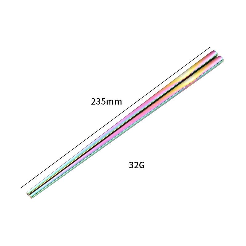 23,5 cm Korejské čtvercové protiskluzové hůlky z nerezové oceli 304 - Zlaté, Jeden pár, Přizpůsobitelné logo