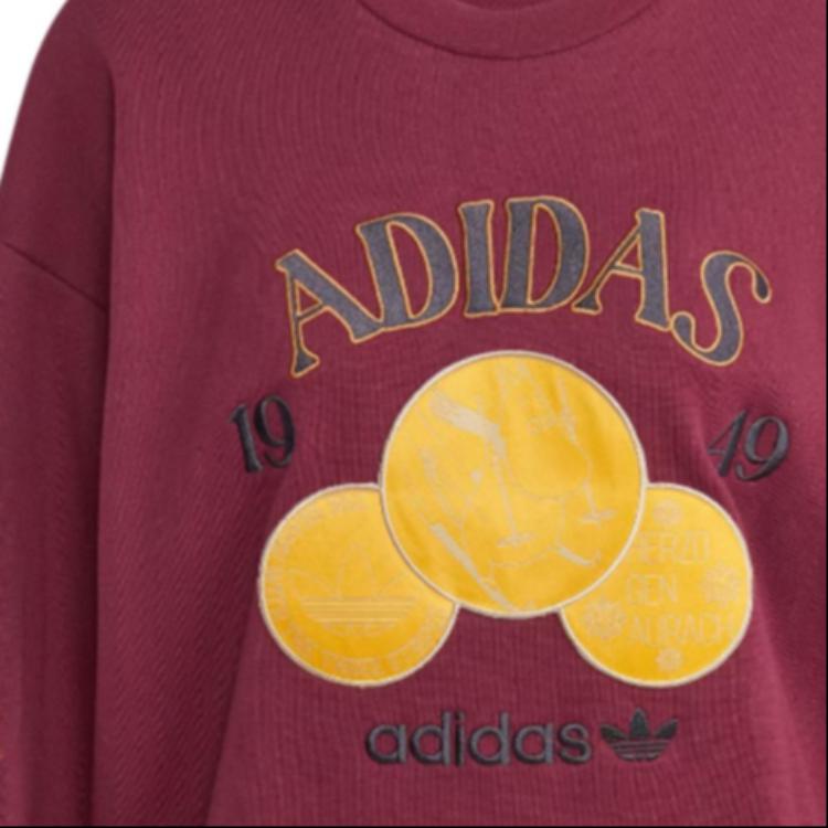 adidas Original Mumin Besticktes Buchstabenmuster Sweatshirt Damen Tops Kastanienbraun IL2447
