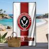 Sheffield United FC Personalized Printed Beach Towel Soccer Logo Support Custom Name Text Absorbent Towel For Sport Travel Special Gift