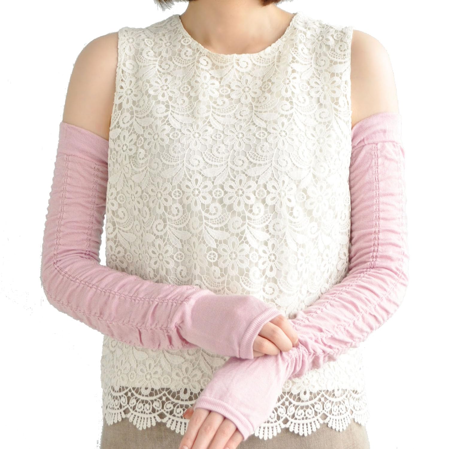 

Silk Arm Cover Made in Japan Protection in [Juranje] 100% [Fingertip Free/Sun Protection/Approx. 62cm/Lilac] 100% Silk/UV (Made Japan) лиловый