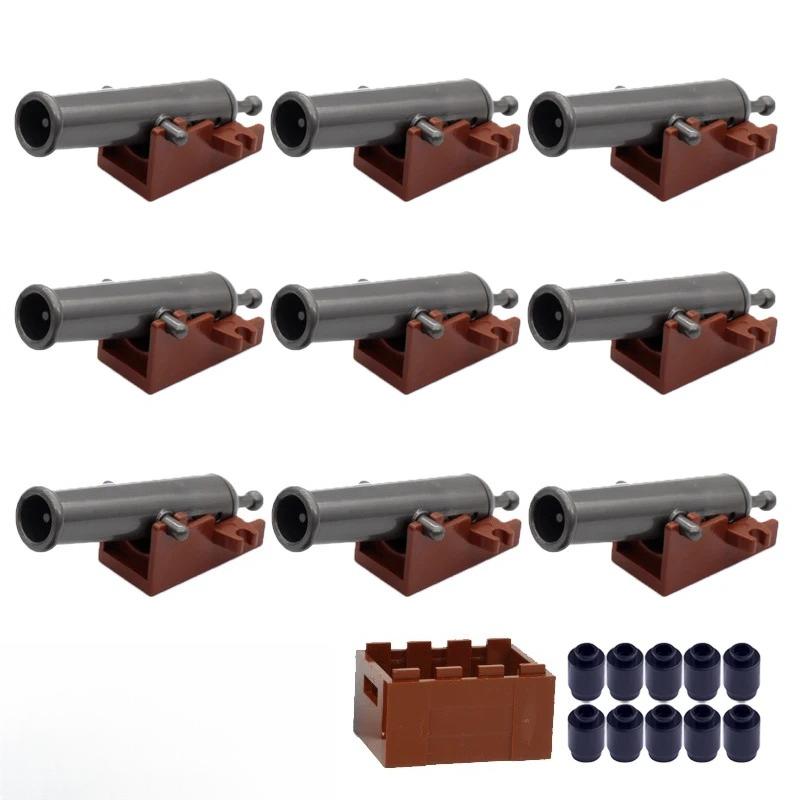 MOC Building Blocks Military Navy Figures Accessories Medieval Cannon Ammunition Wilderness Scene Tent Bonfire Brick Toy Gifts