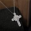 Luxury Women Crystal Cross Pendant Necklace Charm Silver Color Chain Necklace for Women Cute Bride Hand Cross Wedding Necklace