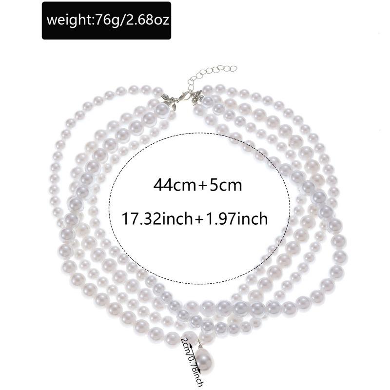 Pearl Stacked Necklace Jewelry Multi-layer Retro Irregular Water Drop Pendant Beaded Neck Jewelry Women