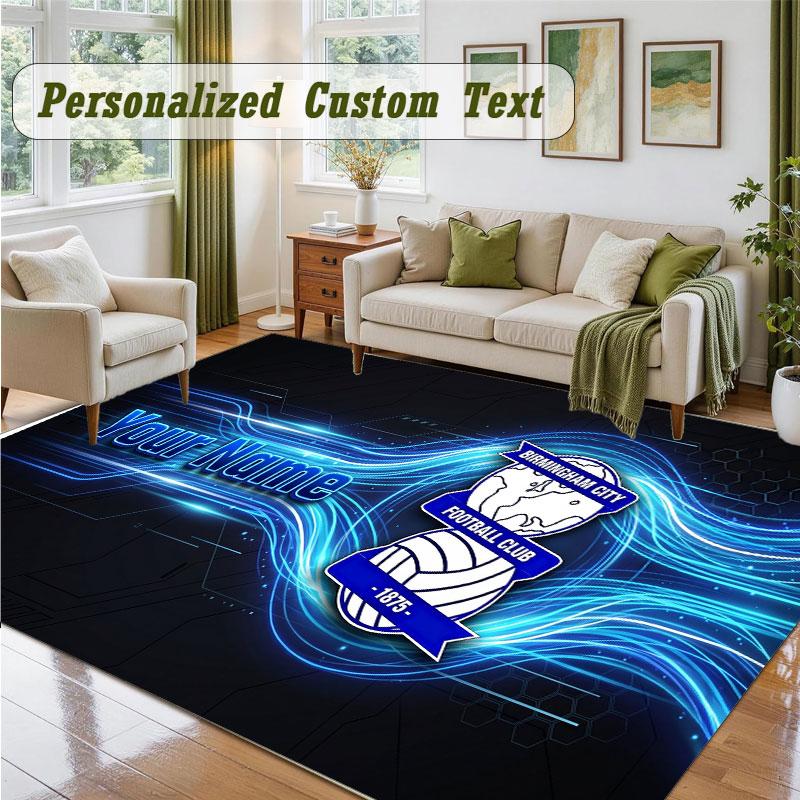 Crystal Velvet Square Rug Custom NameBIRMINGHAM CITY Pattern Non Slip Home Floor Decor Rug