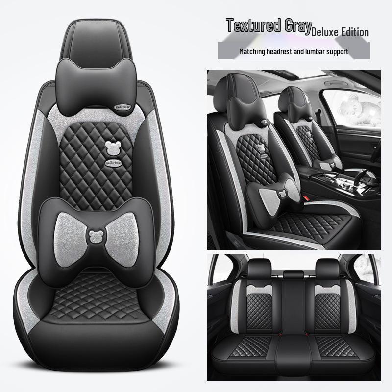 Universal Full Leather Car Seat Cover – All-Season, Cute Design, Full Surround Fit