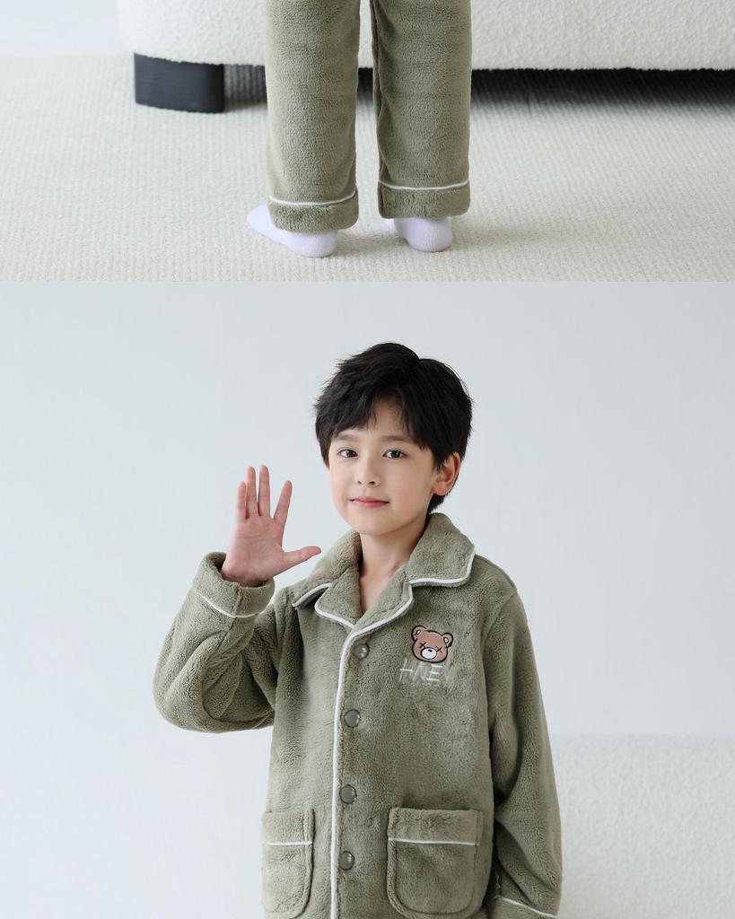 Fall/Winter Boys' Coral Fleece Pajamas: 2025 Thick Flannel Homewear for Kids