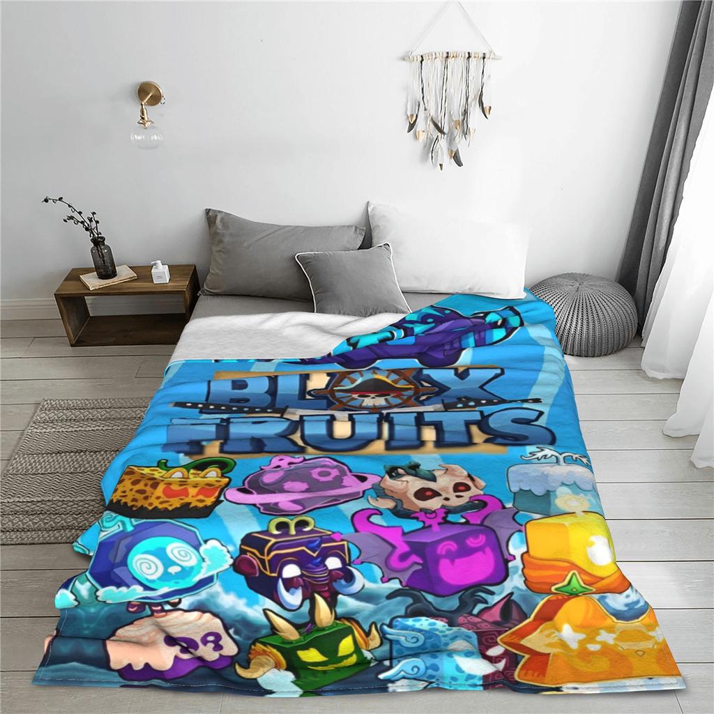 Blox Fruits Gaming Game Blankets Robloxx Flannel Vintage Soft Throw Blankets for Bedding Lounge Winter