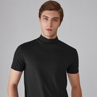 Pánské tričko slim fit z modalu s vysokým límcem z mercerované bavlny