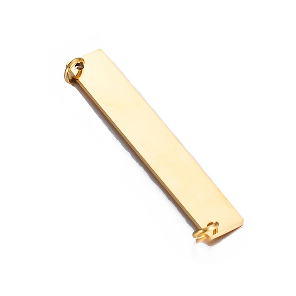 5Pcs Rectangle Tag 2 Holes Stainless Steel Necklace Pendant Charms 35*6mm DIY Jewelry