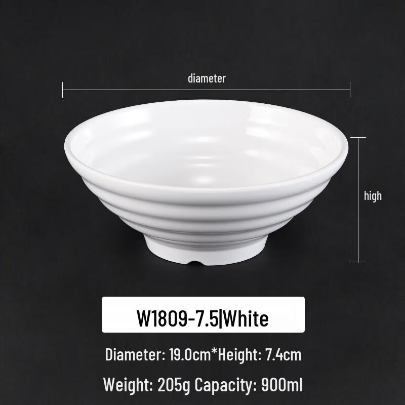 Ru Han A5 Melamine White Noodle & Soup Bowl