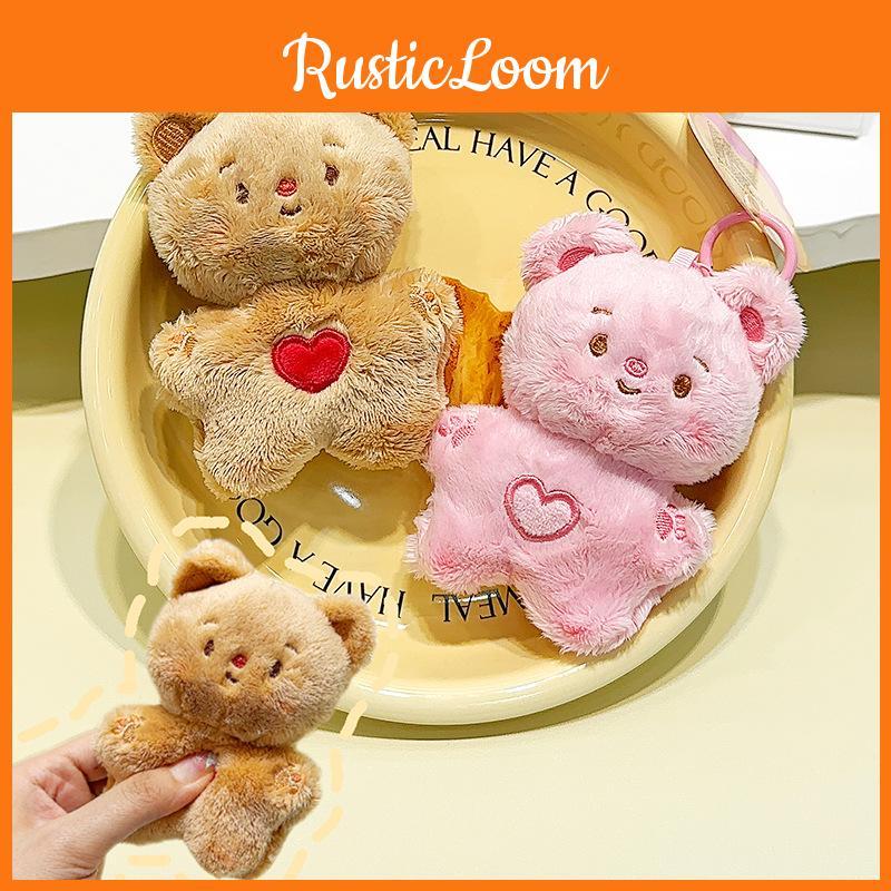 Whimsical Plush Cream Bear Keychain Adorable Soft Toy Perfect For Gifts And Collectibles