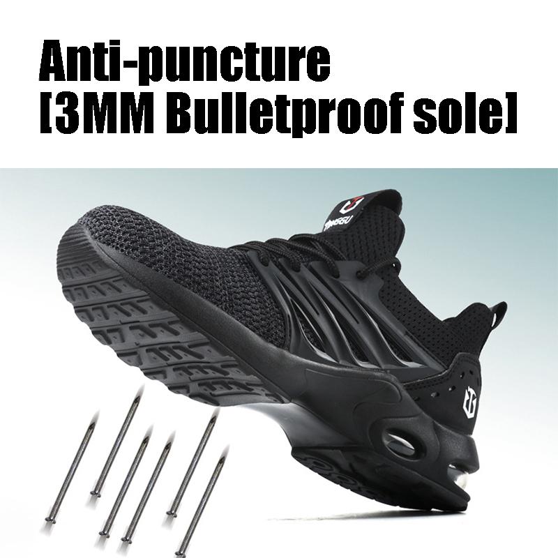 Men's Shoes Safety Shoes Lightweight Sports Casual Air Cushion Shoes Steel Toe Cap Anti Impact Anti Puncture Labor Protection Shoes
