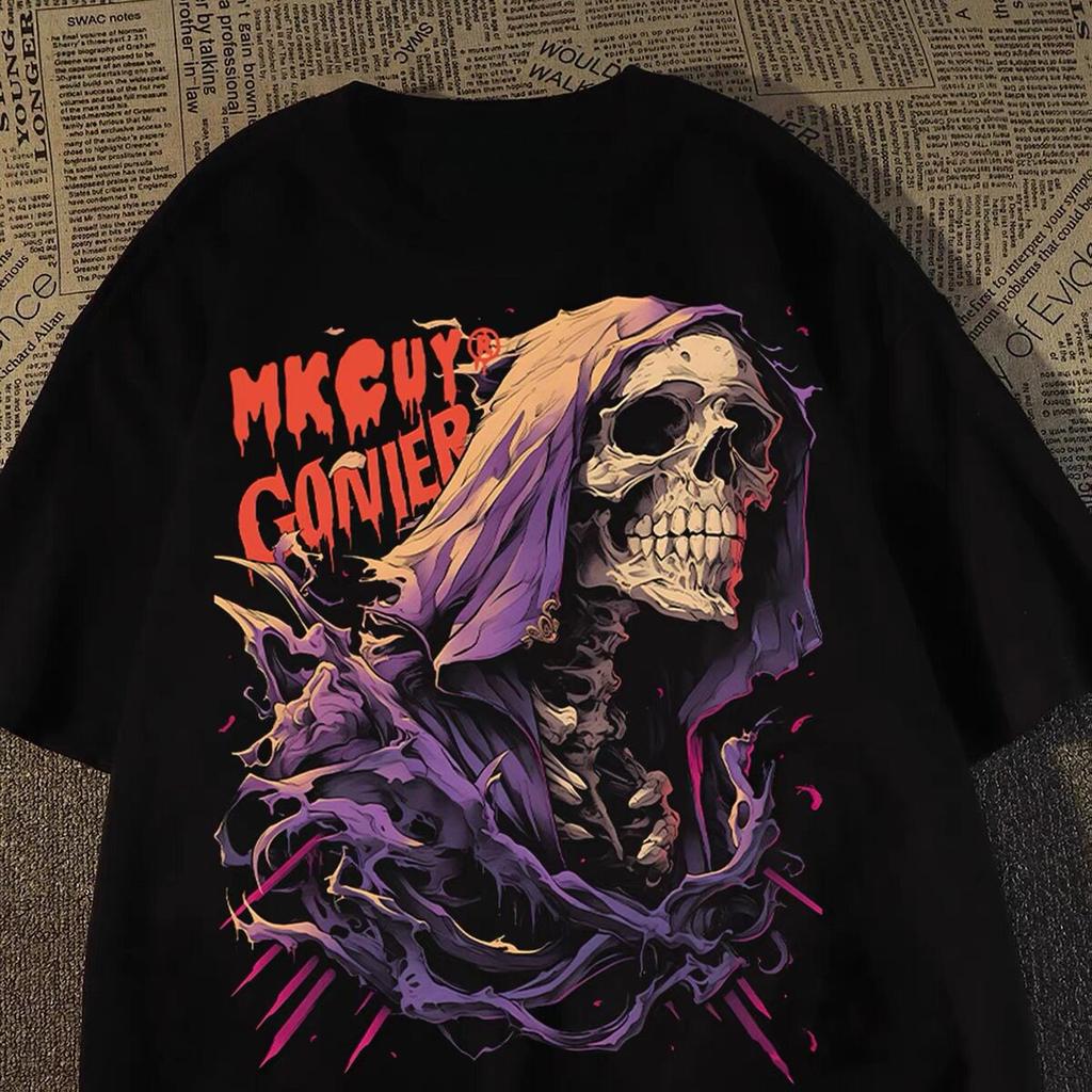 Gothic Reaper Hip Hop Y2k Art Retro Style Casual T-Shirt Men's and Women's Luxury Brand