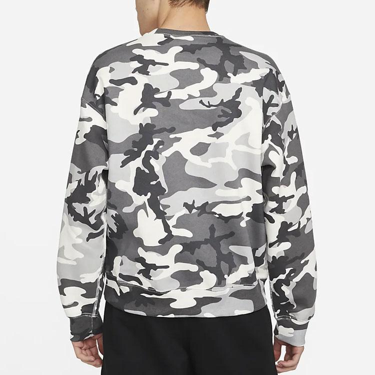 Nike Solo Swoosh Camouflage Fleece Pullover Sweatshirt Men Tops Grey DN1256-133