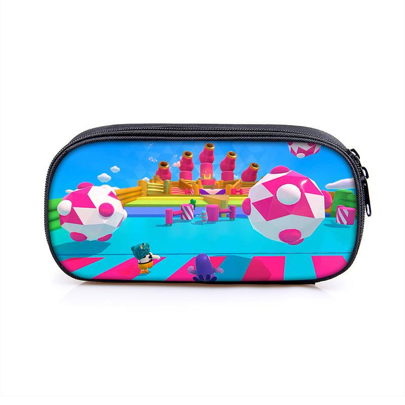 Fall Guys Cartoon Pencil Case For Students With Nylon Material Storage Organizer