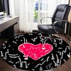 1pc Heart Print Carpet, Round Non Slip Durable Large Size Office Carpet, Suitable for Office