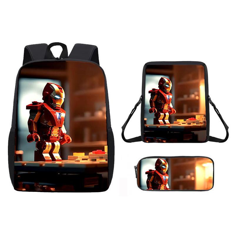 Pattern Roblox Cartoon Backpack Shoulder Bag Pencil Case Three Piece Set