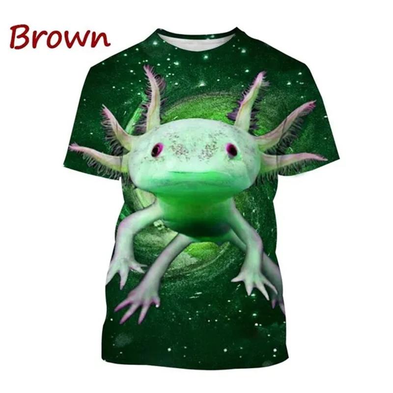 Hot Sale New Axolotl 3D Printed T-shirt Personality Animal Unisex Comfortable Round Neck Print Streetwear Tops Men Women Tees
