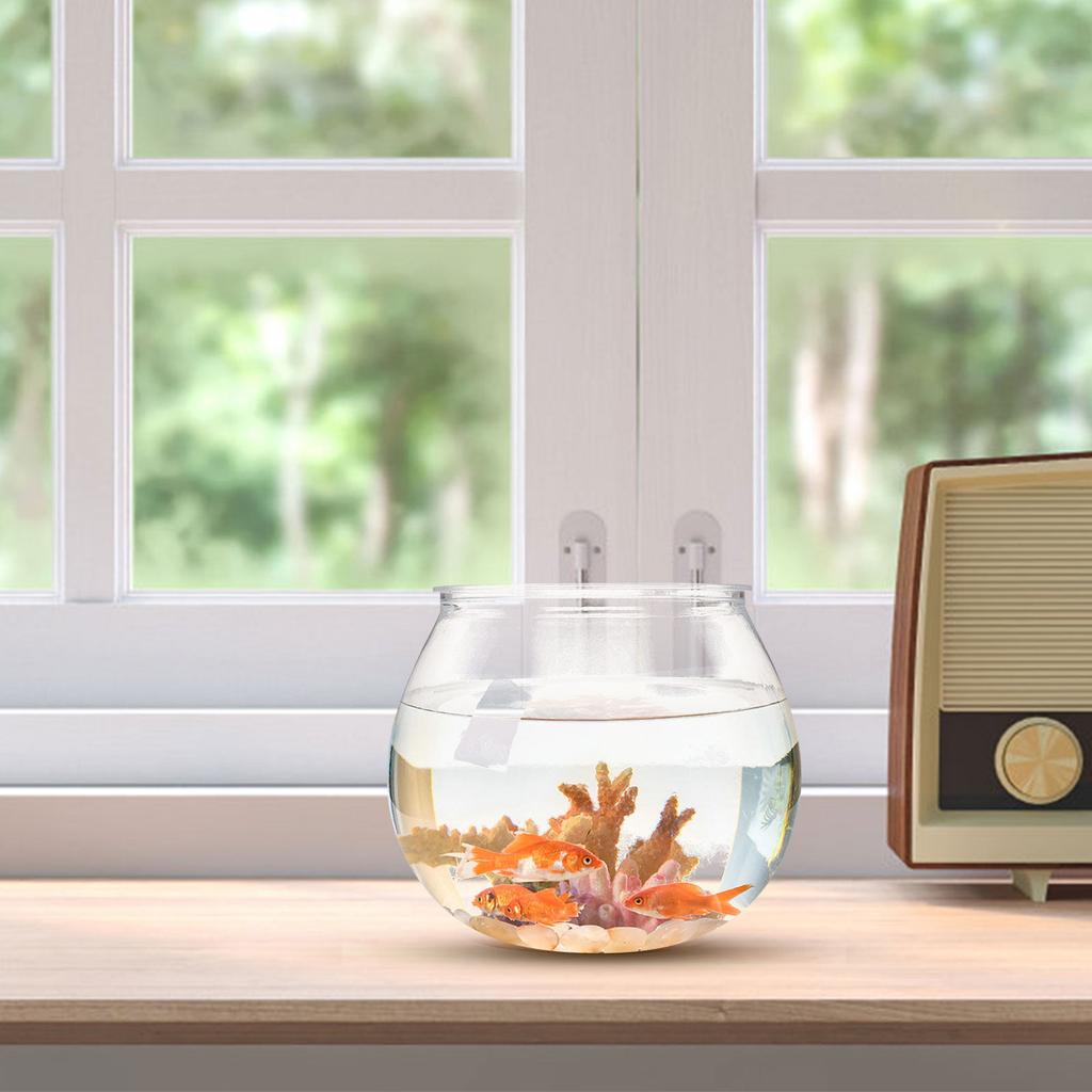 3Pcs Elegant Clear Plastic Desktop Fish Tank Globe Design Tabletop Fish Bowl Micro Landscape Container Home Office Living Room