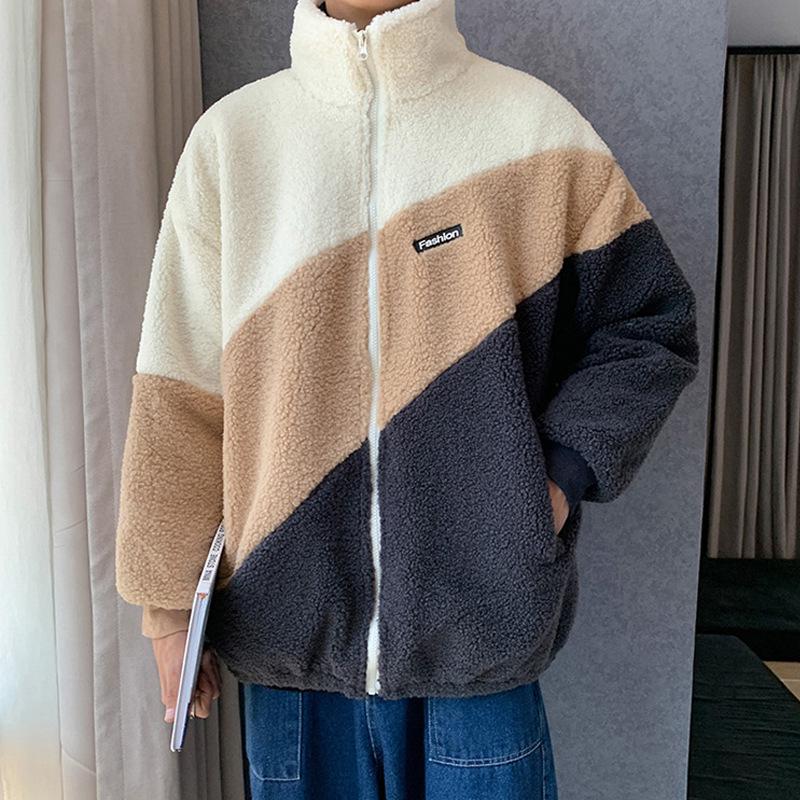 Men's High-Collar Japanese Lambskin Fleece Jacket - Autumn/Winter