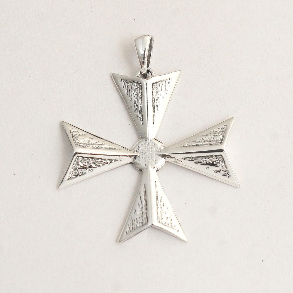 Solid 925 Sterling Silver Maltese Cross Charm Pendant Handmade Jewelry
