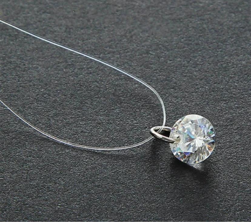 5 Farben Blendendes Zirkon Halskette Unsichtbare Transparente Angelschnur Einfache Anhänger Halskette Schmuck Für Frauen Perlen Schmuck