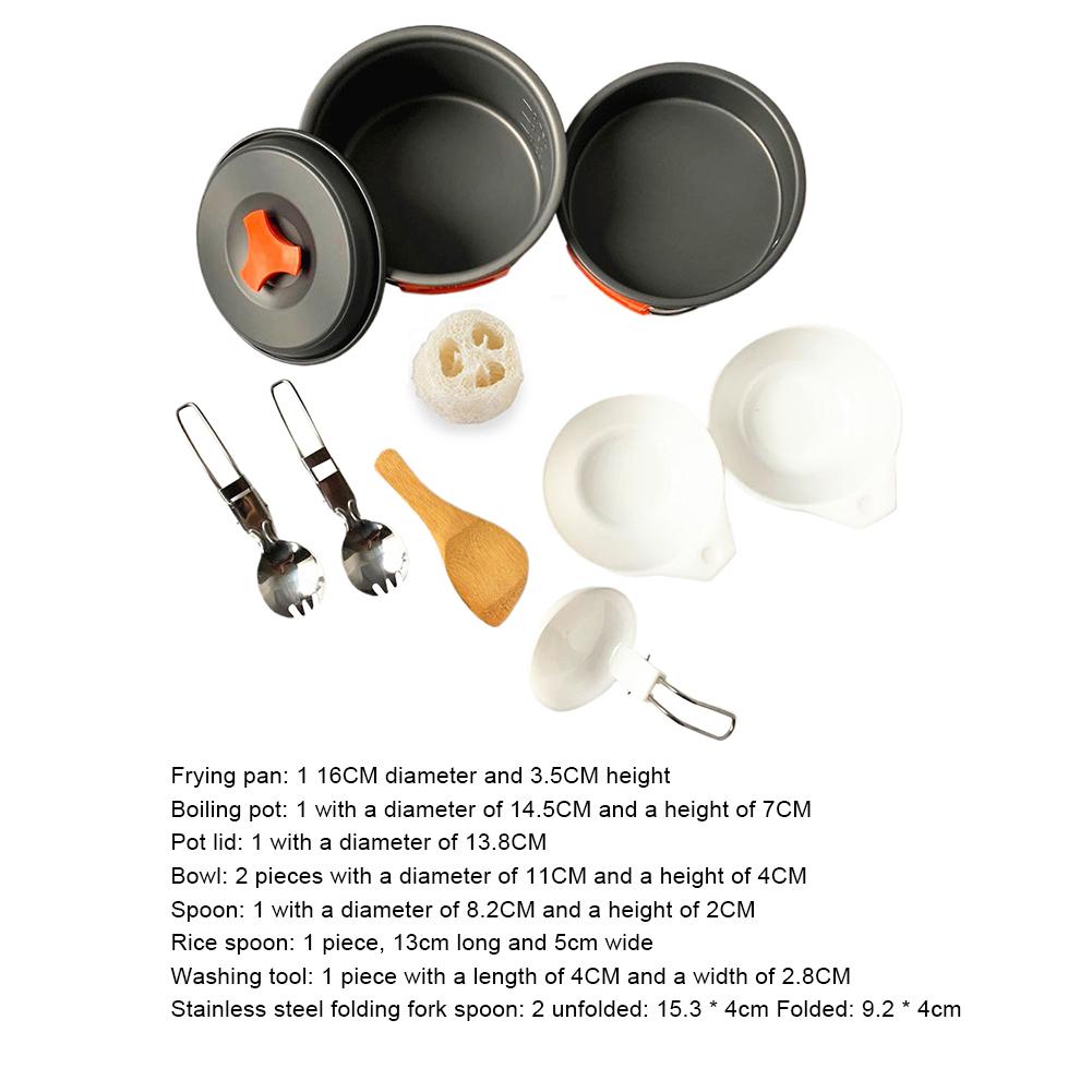 11Pcs Outdoor Cooking Equipment with Non-Stick Lightweight Pot Pan Bowls Set Camping Cooking Set for Camping Backpacking Hiking