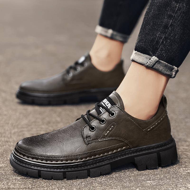 Fashion British Style Men's Workwear Shoes Versatile High-quality Leather Casual Shoes Anti Slip Wear-resistant Men's Business Shoes