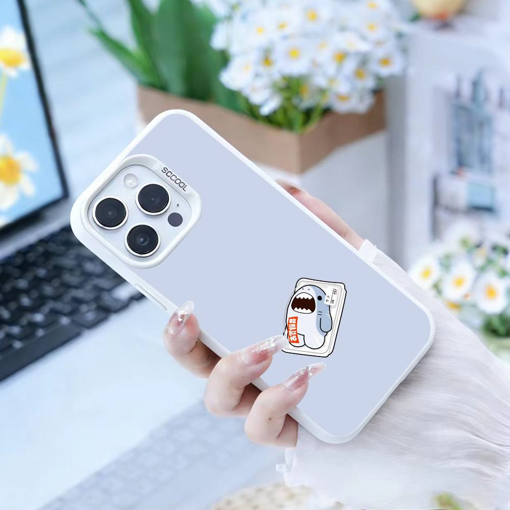 Cute Shark Phone Case For iPhone 17,16,15,14,13,12,Pro MAX Black Matte Shockproof Cover