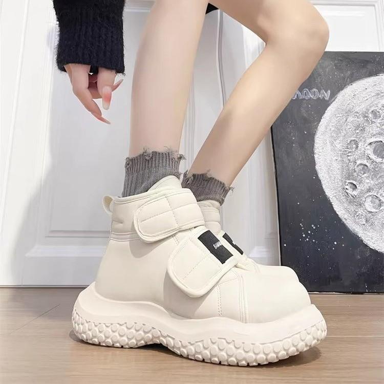 Zhao LU Si snøstøvler dame vinter ny fløyel varm tykksålet borrelås sklisikker høy ankel bomullssko